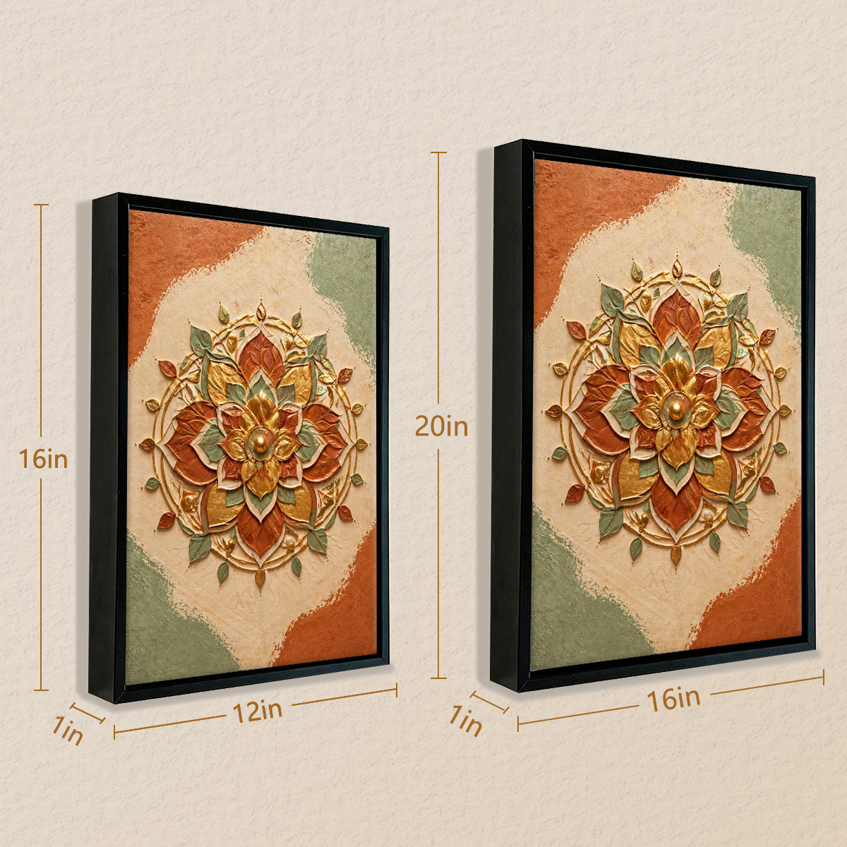 Framed Lotus Mandala Art Print, Bohemian Style, Textured Design, Perfect for Home Decor or Gift