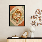 Framed Gold Fish Artwork, Oriental Style, Handcrafted Clay Design, Perfect for Home Decor in California
