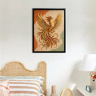 Framed Phoenix Wall Art, Vibrant Golden Bird Design, High-Quality Canvas Print, Perfect for Home Decor in New York