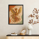 Framed Phoenix Wall Art, Vibrant Golden Bird Design, High-Quality Canvas Print, Perfect for Home Decor in New York