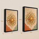 Framed Sunburst Wall Art with Leaf Motif, Modern Abstract Design, High-Quality Finish, Perfect for Home Decor in Any Room