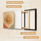 Framed Sunburst Wall Art with Leaf Motif, Modern Abstract Design, High-Quality Finish, Perfect for Home Decor in Any Room