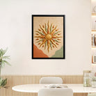 Framed Sunburst Wall Art with Leaf Motif, Modern Abstract Design, High-Quality Finish, Perfect for Home Decor in Any Room