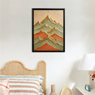 Framed Mountain Landscape Art Print, Abstract Design, Textured Finish, Perfect for Home Decor in California