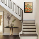 Framed Mountain Landscape Art Print, Abstract Design, Textured Finish, Perfect for Home Decor in California