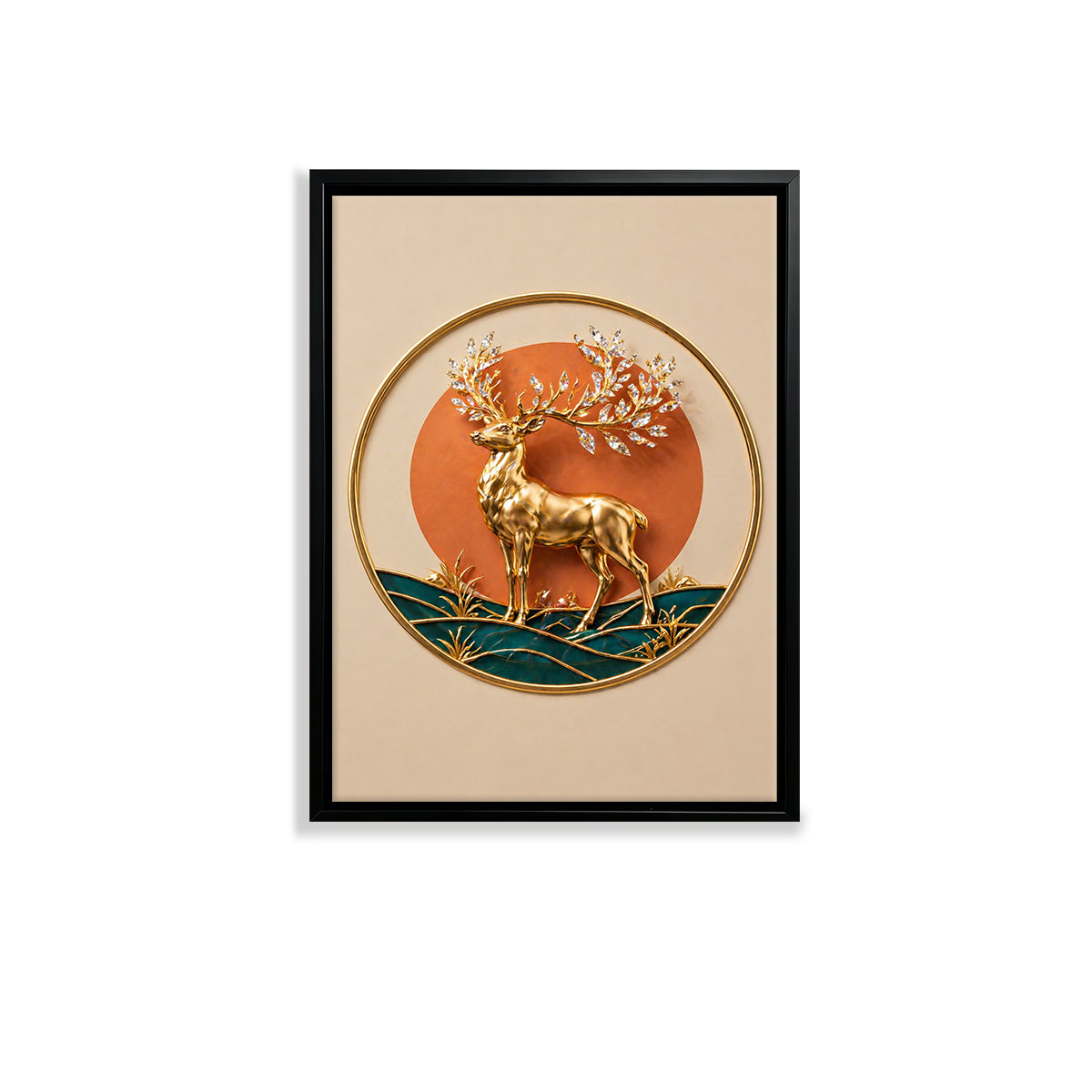 Elegant Golden Deer Wall Art, Modern Nordic Style, 3D Relief Design, Perfect Home Decor for Living Room or Bedroom