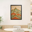 Framed Mountain Landscape Art Print, Abstract Design, Textured Finish, Perfect for Home Decor in California