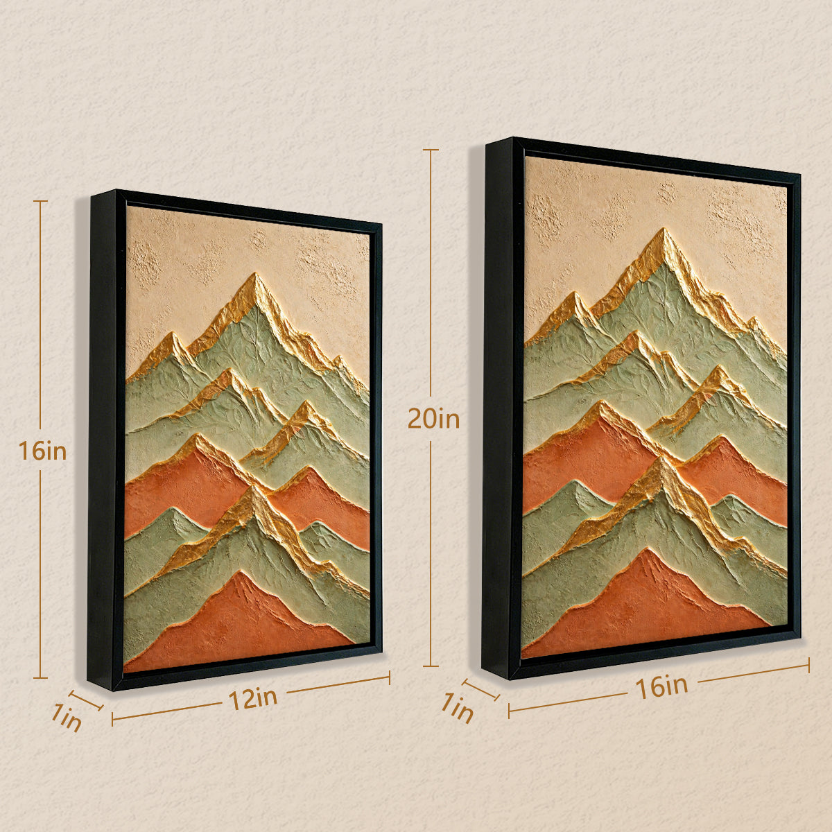 Framed Mountain Landscape Art Print, Abstract Design, Textured Finish, Perfect for Home Decor in California