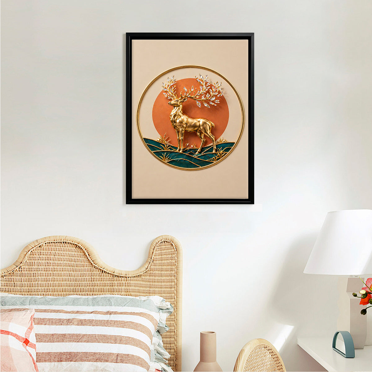 Elegant Golden Deer Wall Art, Modern Nordic Style, 3D Relief Design, Perfect Home Decor for Living Room or Bedroom