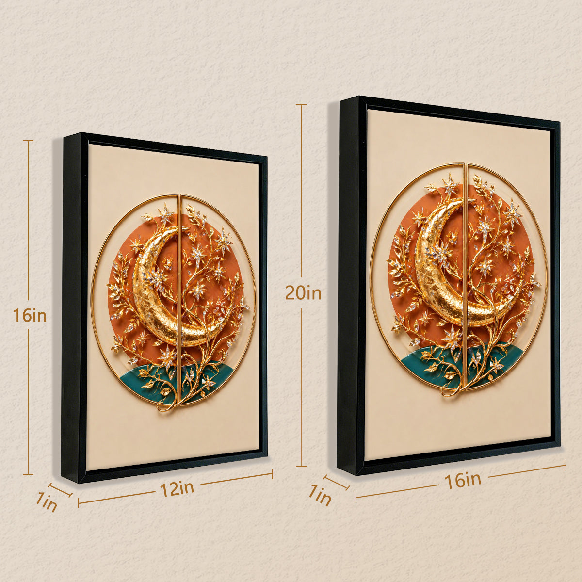 Elegant Moon and Stars Wall Art Decor, Gold Accents, Modern Home Accessories for Living Room or Bedroom