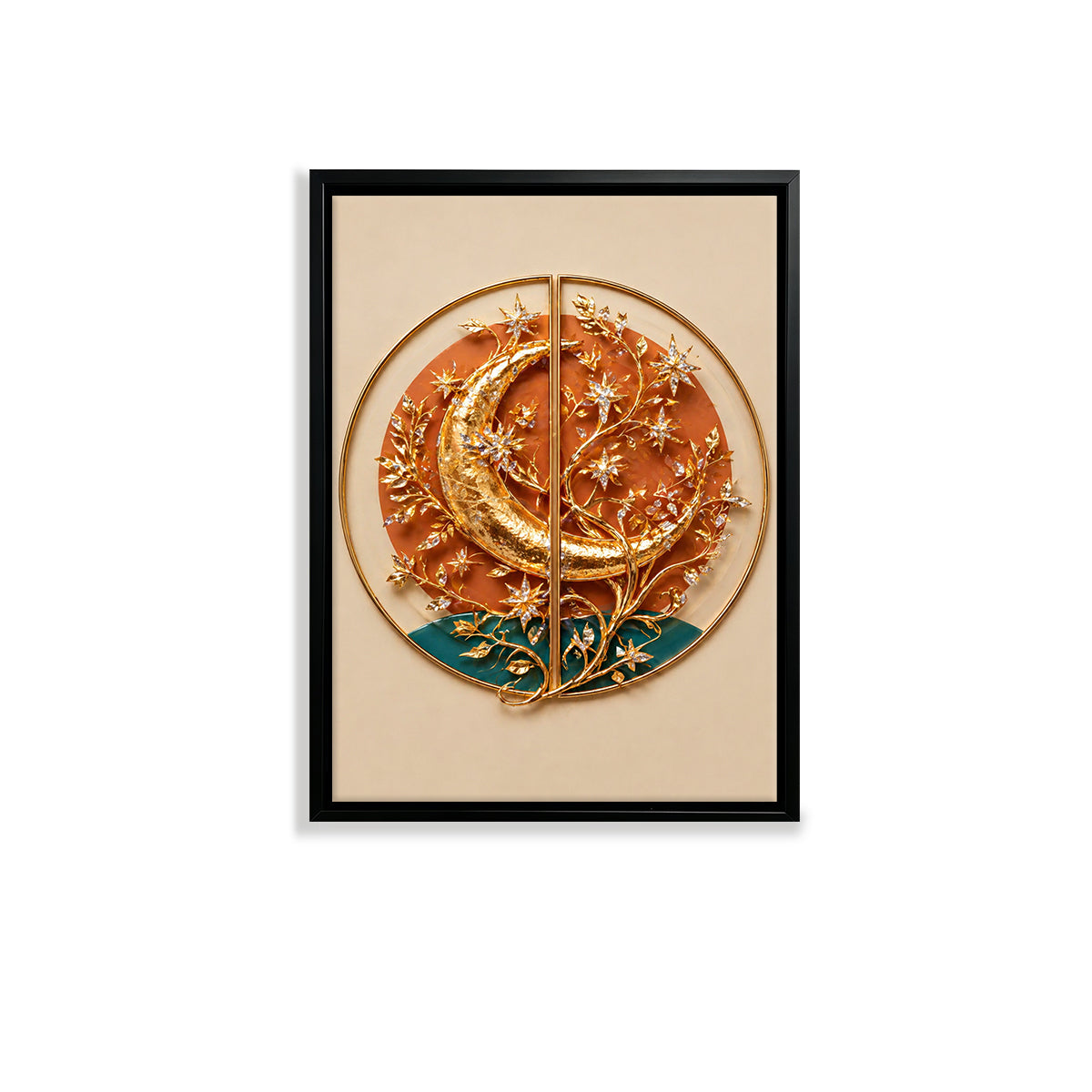 Elegant Moon and Stars Wall Art Decor, Gold Accents, Modern Home Accessories for Living Room or Bedroom
