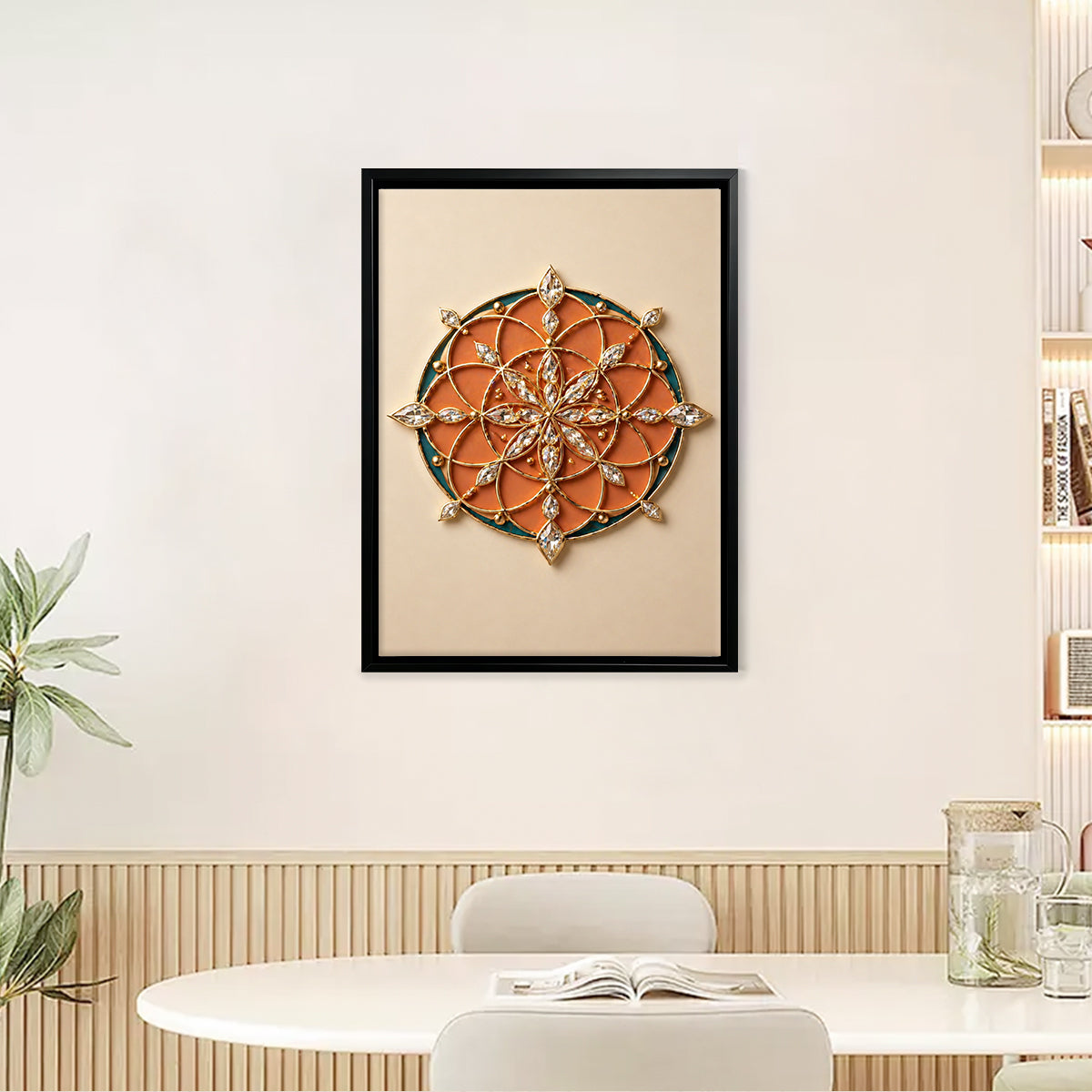 Ornate Mandala Wall Art, Bohemian Style, Crystal Accents, Perfect for Home Decor in Any Room