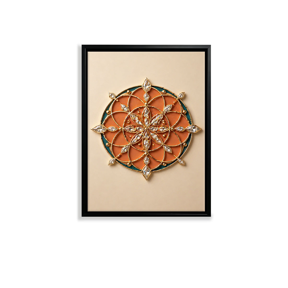 Ornate Mandala Wall Art, Bohemian Style, Crystal Accents, Perfect for Home Decor in Any Room