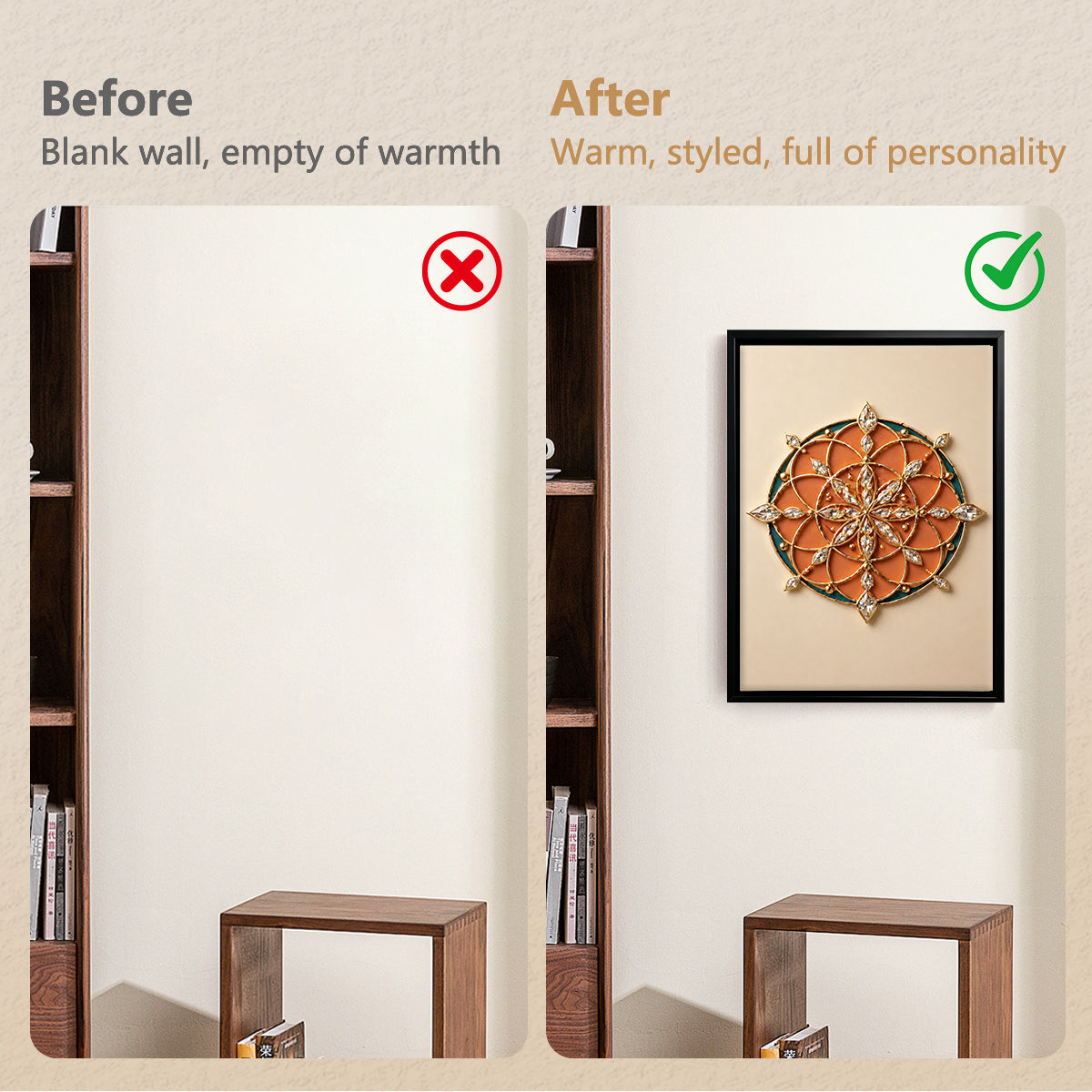 Ornate Mandala Wall Art, Bohemian Style, Crystal Accents, Perfect for Home Decor in Any Room