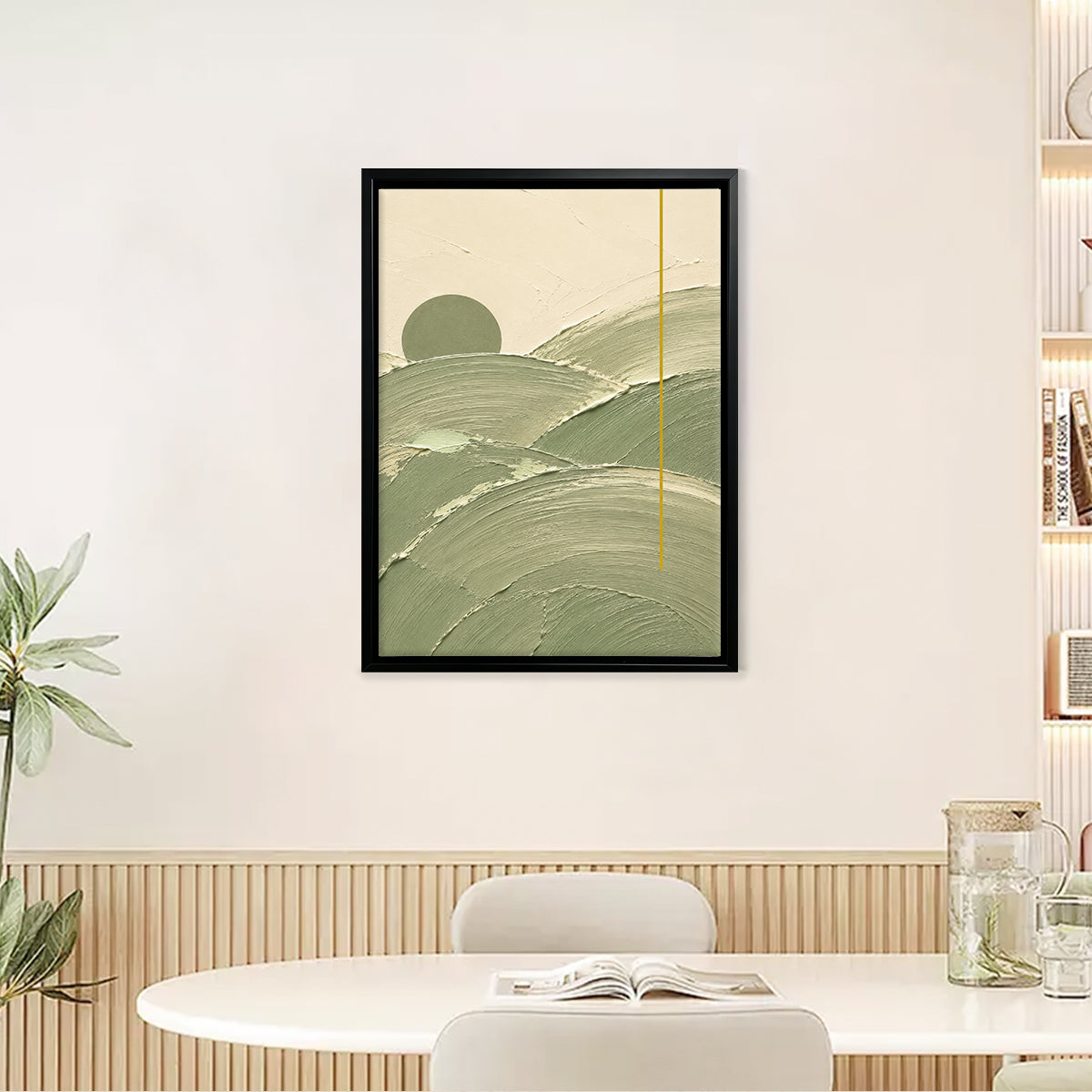 Abstract Landscape Wall Art Print in Black Frame, Modern Minimalist Design for Home Decor