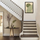 Abstract Green Circle Wall Art Print in Black Frame, Modern Minimalist Design for Home Decor