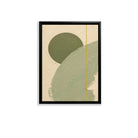 Abstract Green Circle Wall Art Print in Black Frame, Modern Minimalist Design for Home Decor