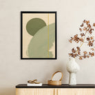 Abstract Green Circle Wall Art Print in Black Frame, Modern Minimalist Design for Home Decor
