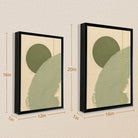 Abstract Green Circle Wall Art Print in Black Frame, Modern Minimalist Design for Home Decor