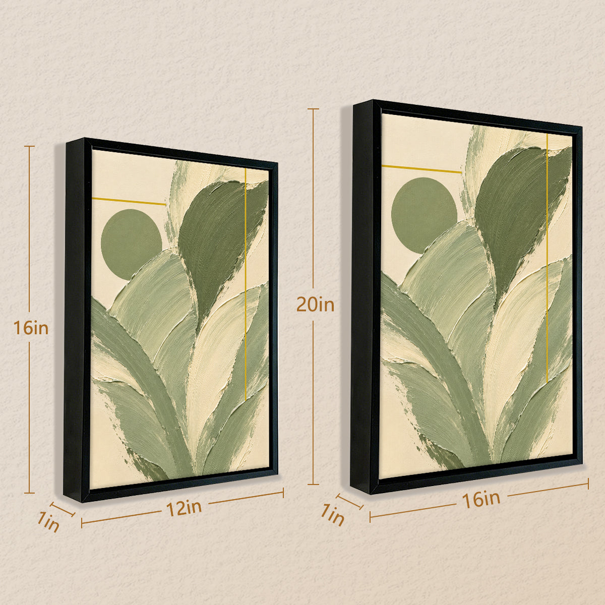 Abstract Green Leaf Framed Art Print, Modern Minimalist Canvas Painting for Home Decor, Elegant Wall Art Gift