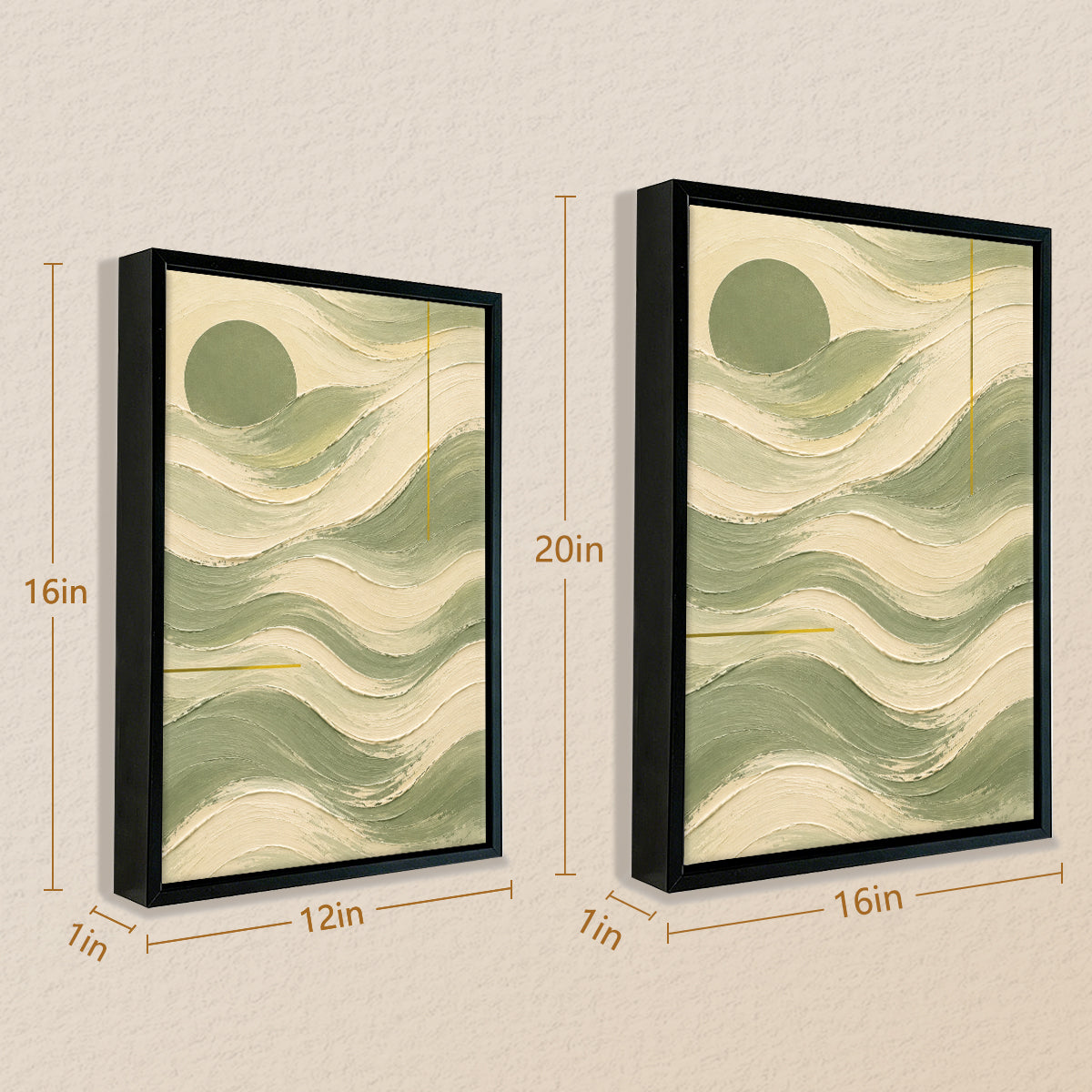 Abstract Ocean Waves Art Print in Black Frame, Modern Coastal Decor for Living Room or Bedroom