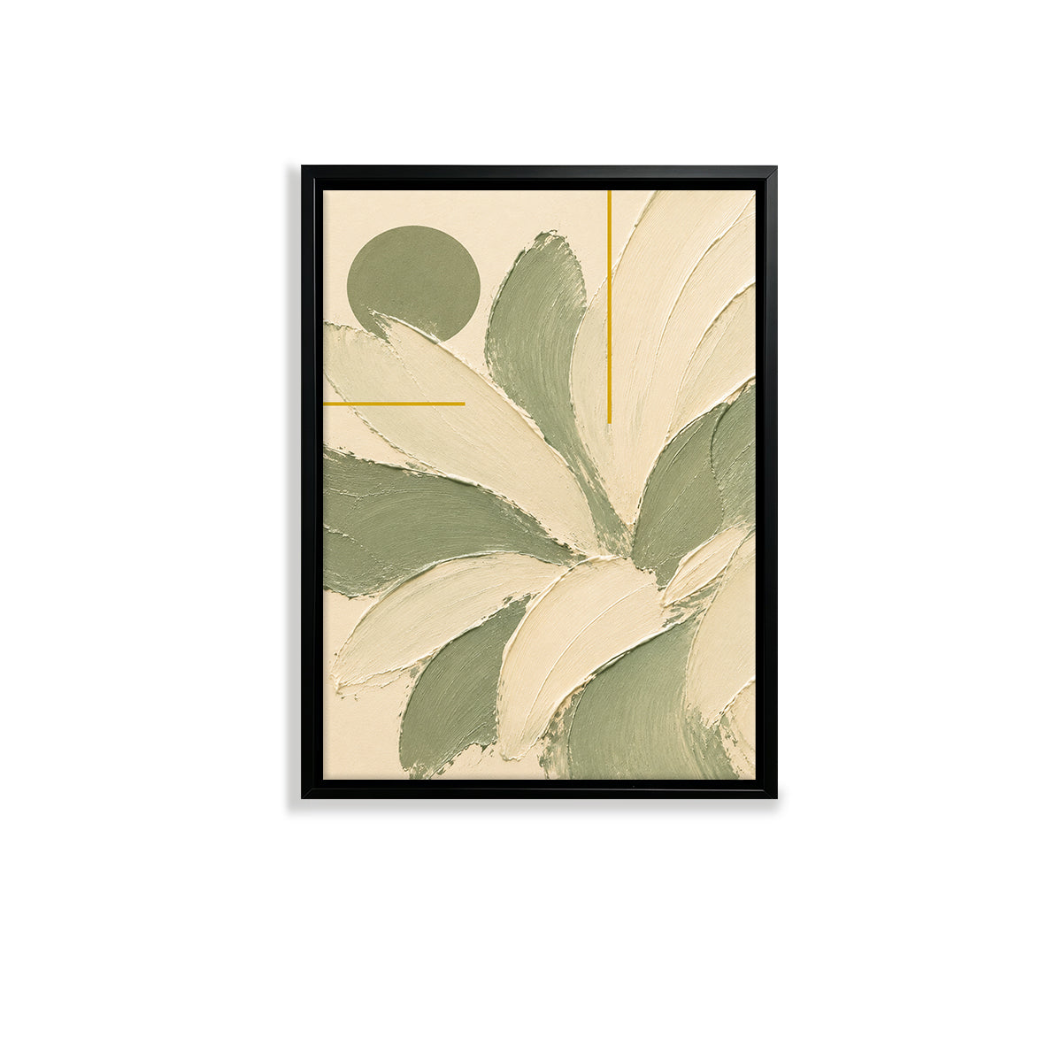 Abstract Floral Wall Art Print in Black Frame, Modern Home Decor for Living Room or Staircase