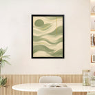 Abstract Ocean Waves Art Print in Black Frame, Modern Coastal Decor for Living Room or Bedroom