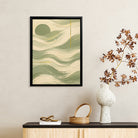 Abstract Ocean Waves Art Print in Black Frame, Modern Coastal Decor for Living Room or Bedroom