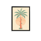 Framed Tropical Palm Tree Art Print with Festive Ornaments, Retro Style, High-Quality Matte Finish, Perfect for Home Decor in California