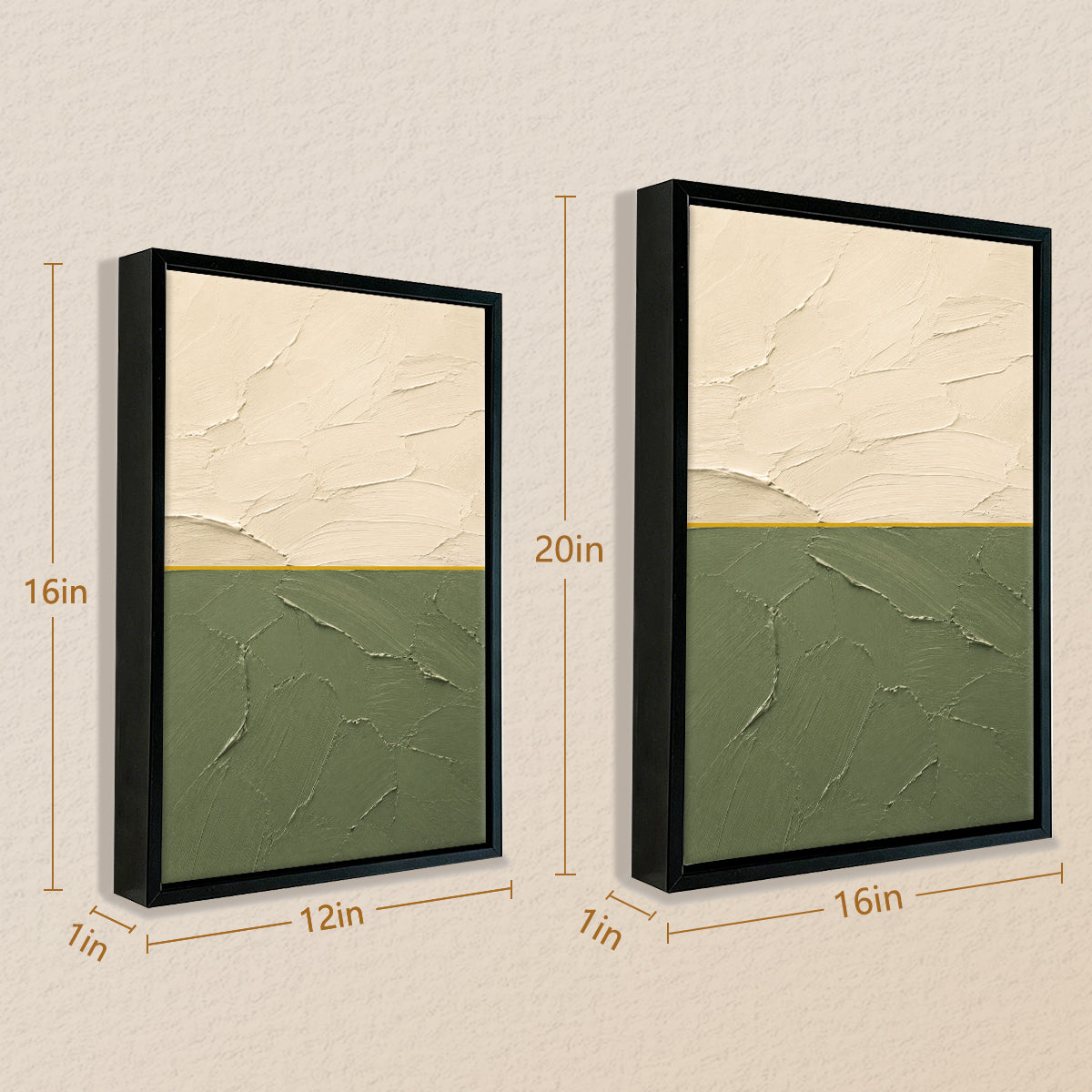 Abstract Landscape Painting in Black Frame, Modern Artwork for Home Decor