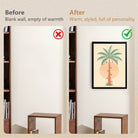 Framed Tropical Palm Tree Art Print with Festive Ornaments, Retro Style, High-Quality Matte Finish, Perfect for Home Decor in California