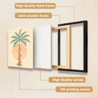 Framed Tropical Palm Tree Art Print with Festive Ornaments, Retro Style, High-Quality Matte Finish, Perfect for Home Decor in California