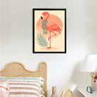 Framed Flamingo Art Print with Scarf, Retro Style, High-Quality Matte Finish, Perfect for Home Decor in Any Room