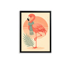 Framed Flamingo Art Print with Scarf, Retro Style, High-Quality Matte Finish, Perfect for Home Decor in Any Room