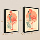 Framed Flamingo Art Print with Scarf, Retro Style, High-Quality Matte Finish, Perfect for Home Decor in Any Room