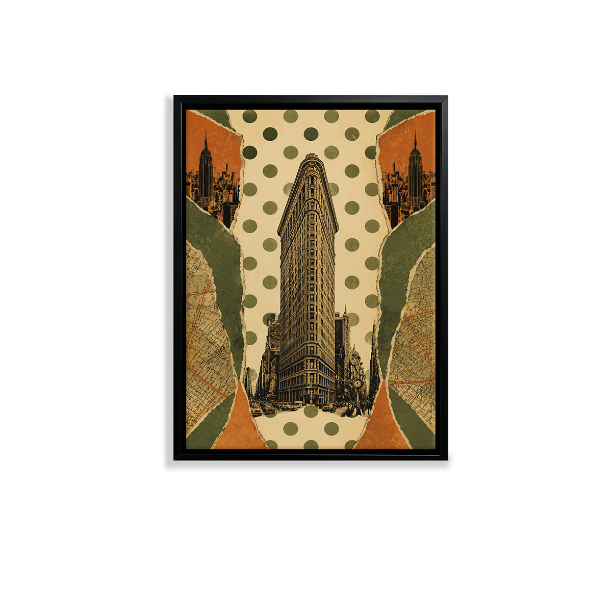 Framed New York City Skyline Art Print Featuring Flatiron Building, Vintage Style, High-Quality Matte Finish, Perfect Home Decor