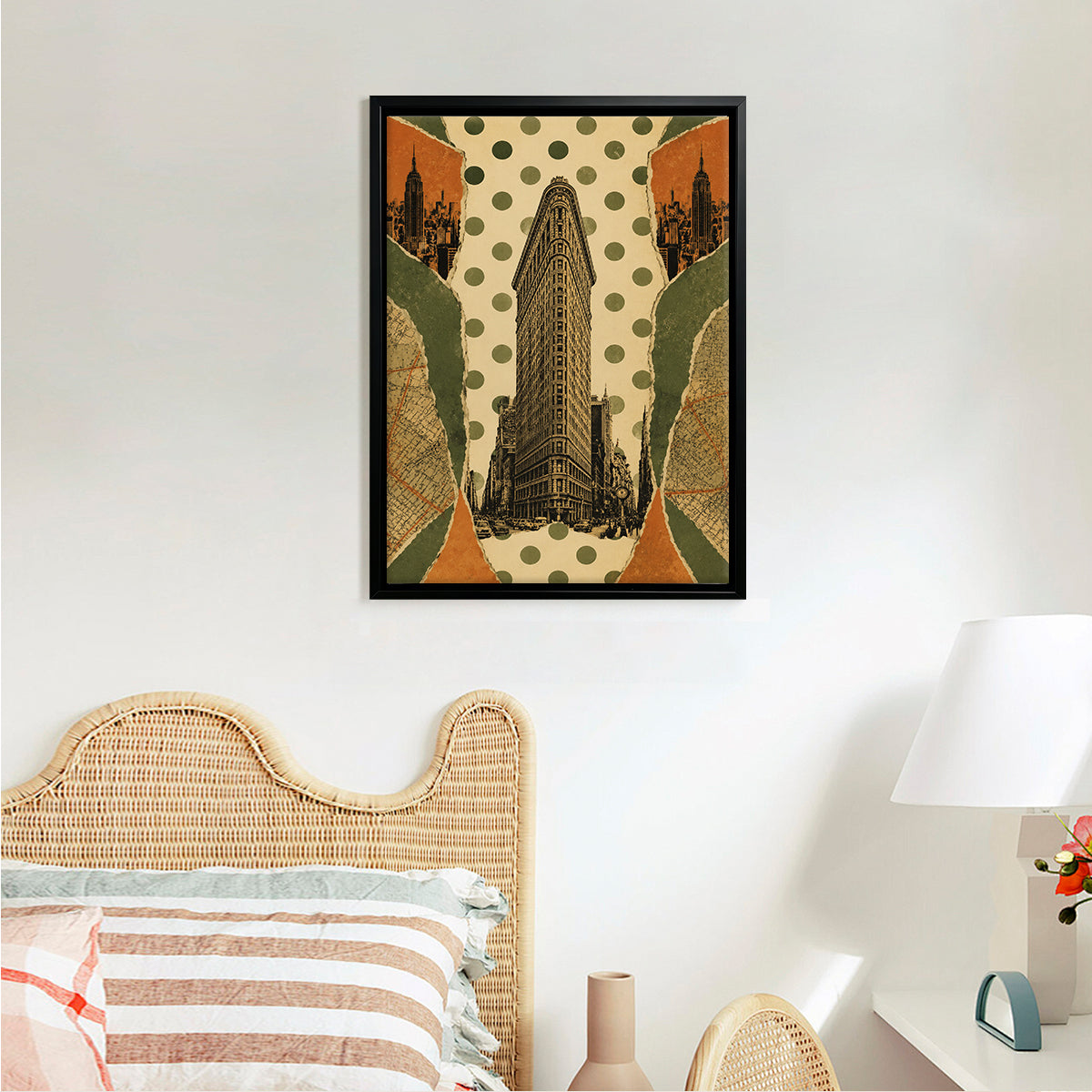 Framed New York City Skyline Art Print Featuring Flatiron Building, Vintage Style, High-Quality Matte Finish, Perfect Home Decor