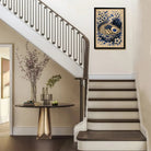 Framed Ramen Bowl Art Print with Cherry Blossoms, Blue and White Style, Perfect Home Decor for Kitchen or Dining Room