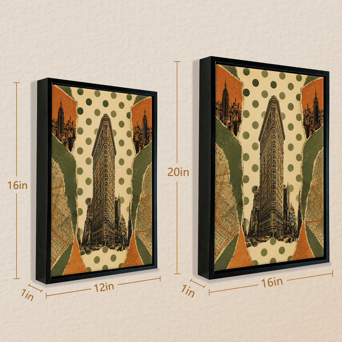Framed New York City Skyline Art Print Featuring Flatiron Building, Vintage Style, High-Quality Matte Finish, Perfect Home Decor