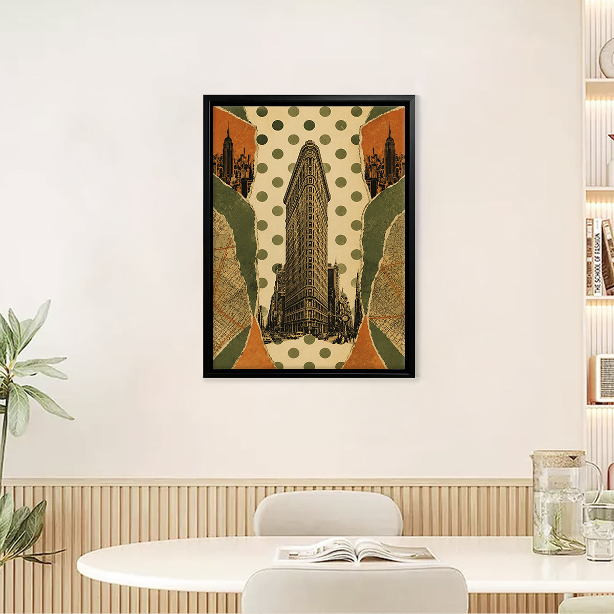 Framed New York City Skyline Art Print Featuring Flatiron Building, Vintage Style, High-Quality Matte Finish, Perfect Home Decor