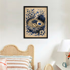 Framed Ramen Bowl Art Print with Cherry Blossoms, Blue and White Style, Perfect Home Decor for Kitchen or Dining Room
