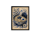 Framed Ramen Bowl Art Print with Cherry Blossoms, Blue and White Style, Perfect Home Decor for Kitchen or Dining Room
