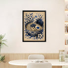 Framed Ramen Bowl Art Print with Cherry Blossoms, Blue and White Style, Perfect Home Decor for Kitchen or Dining Room