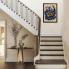 Framed Japanese Yakiniku Art Print, Blue & White Floral Design, High-Quality Giclee on Canvas, Perfect for Kitchen or Dining Room Décor