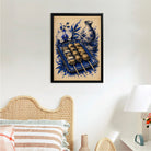 Framed Japanese Yakiniku Art Print, Blue & White Floral Design, High-Quality Giclee on Canvas, Perfect for Kitchen or Dining Room Décor