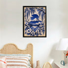 Framed Mount Fuji Floral Art Print, Blue and White Japanese Style, Perfect for Home Decor or Gift