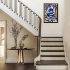 Framed Mount Fuji Floral Art Print, Blue and White Japanese Style, Perfect for Home Decor or Gift