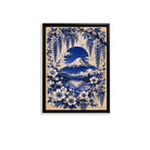 Framed Mount Fuji Floral Art Print, Blue and White Japanese Style, Perfect for Home Decor or Gift