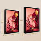 Modern Martini Glass Art Print, Elegant Cocktail Design, Framed Canvas for Living Room or Bar Decor