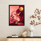 Modern Martini Glass Art Print, Elegant Cocktail Design, Framed Canvas for Living Room or Bar Decor